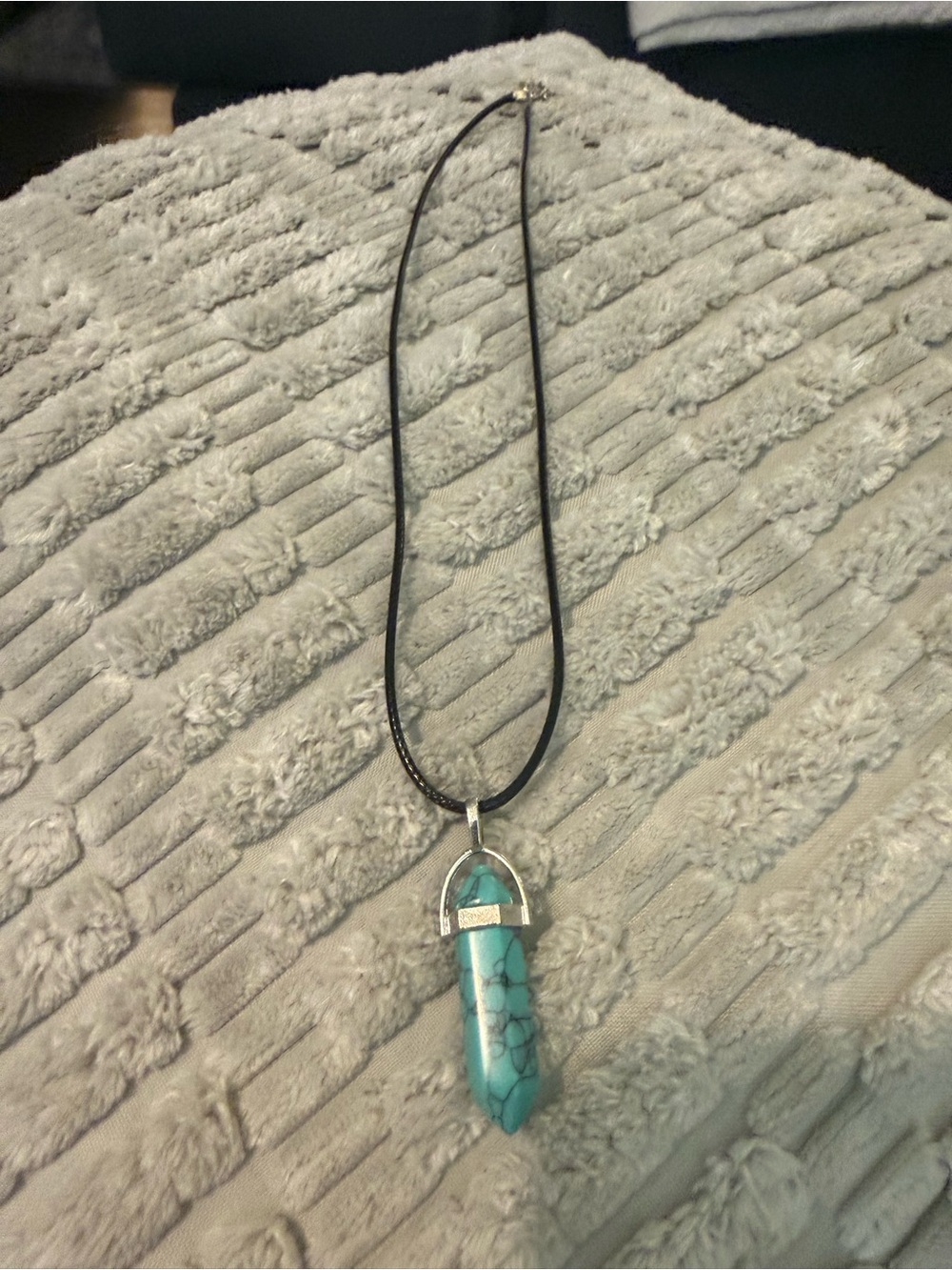 Turquoise Pendant Necklace with Black Cord - Unbranded